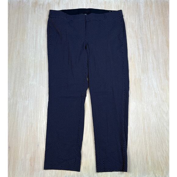 Lane Bryant Navy Blue Dot Stretch Waist Allie Boot Work Casual Dress Pants 22 - Picture 1 of 16